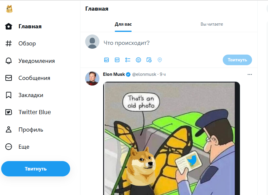 Маск повысил стоимость Dogecoin на&nbsp;25% сменой логотипа Twitter