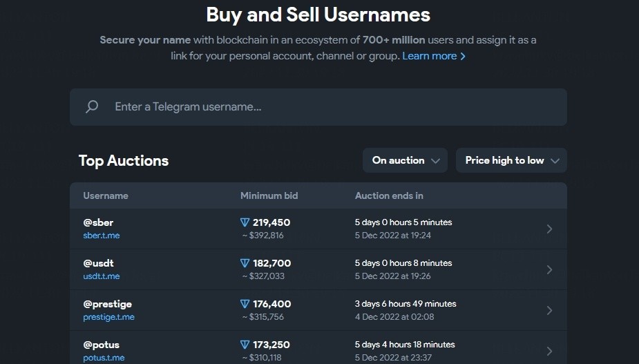 Telegram за месяц заработал на продаже никнеймов $50 млн